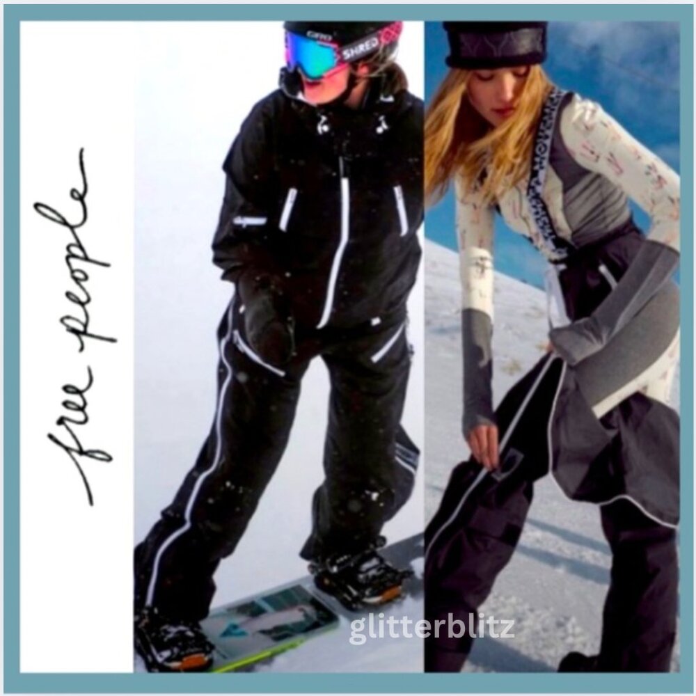 Free People Zephyr Ski Shell Pants Black Combo - PACKABLE - WATERPROOF SRP $498